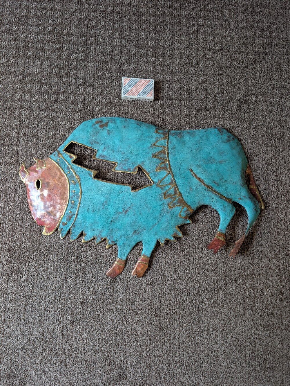 Buffalo Copper Metal Art Piece From Santa Fe, N.M.